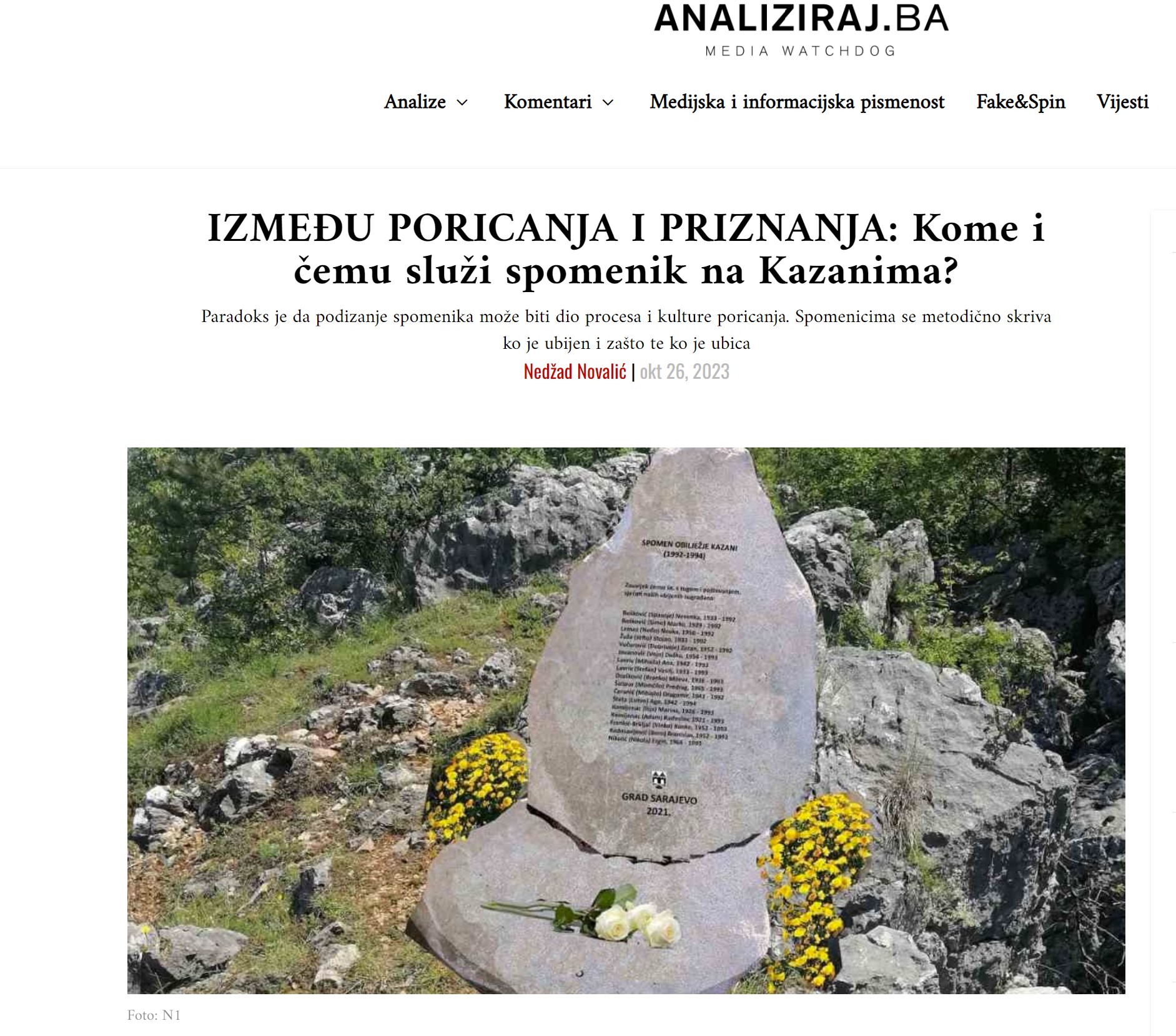 BETWEEN DENIAL AND ACKNOWLEDGEMENT:  Who and what does the Kazani memorial serve?