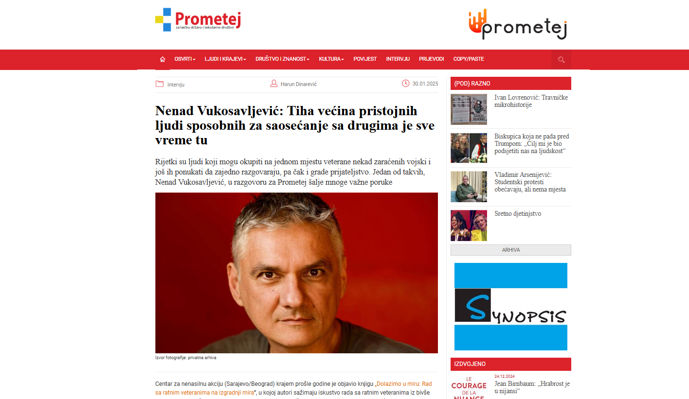 Portal Prometej.ba o knjizi “Dolazimo u miru”