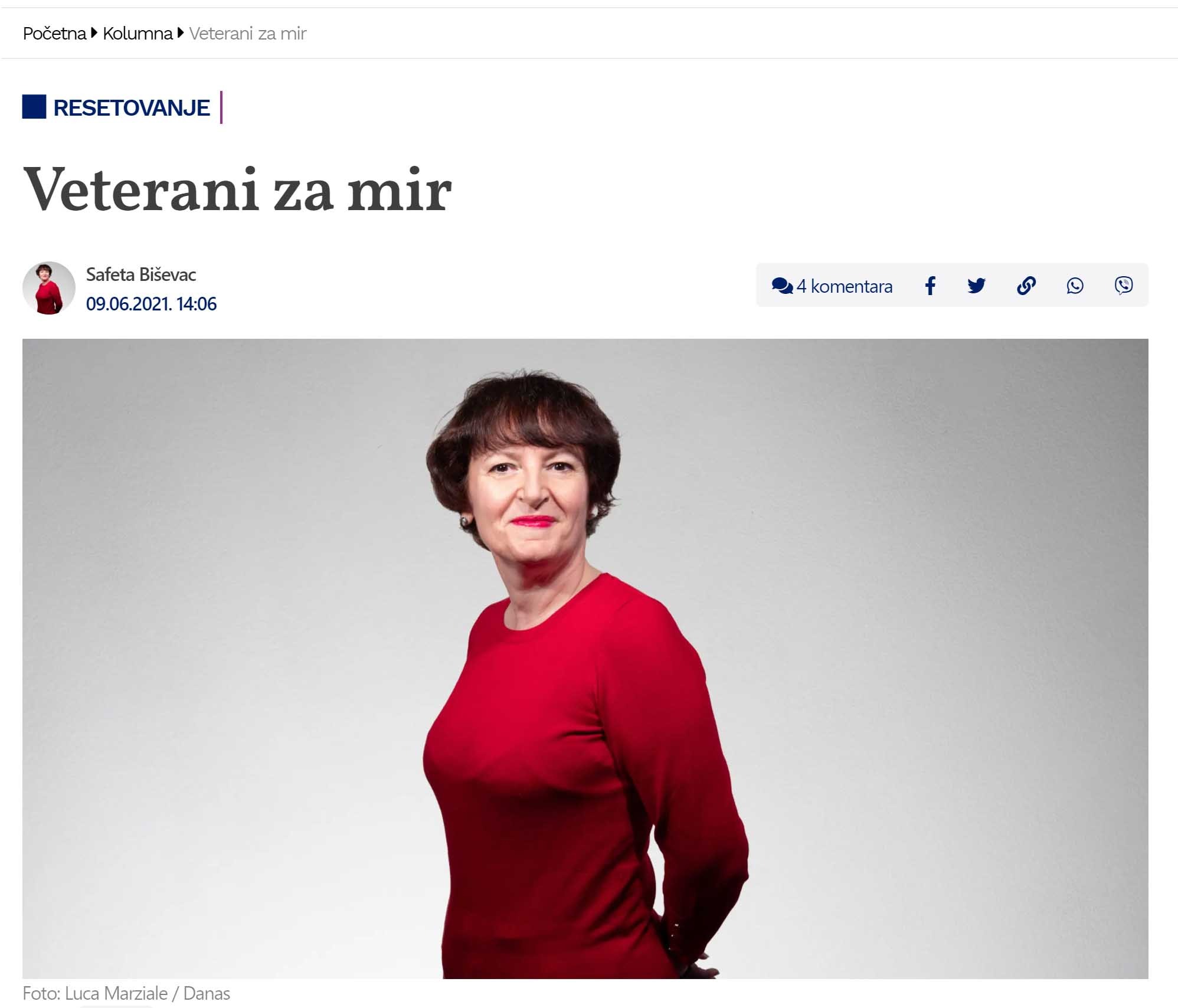 Dnevni list “Danas” – “Veterani za mir”