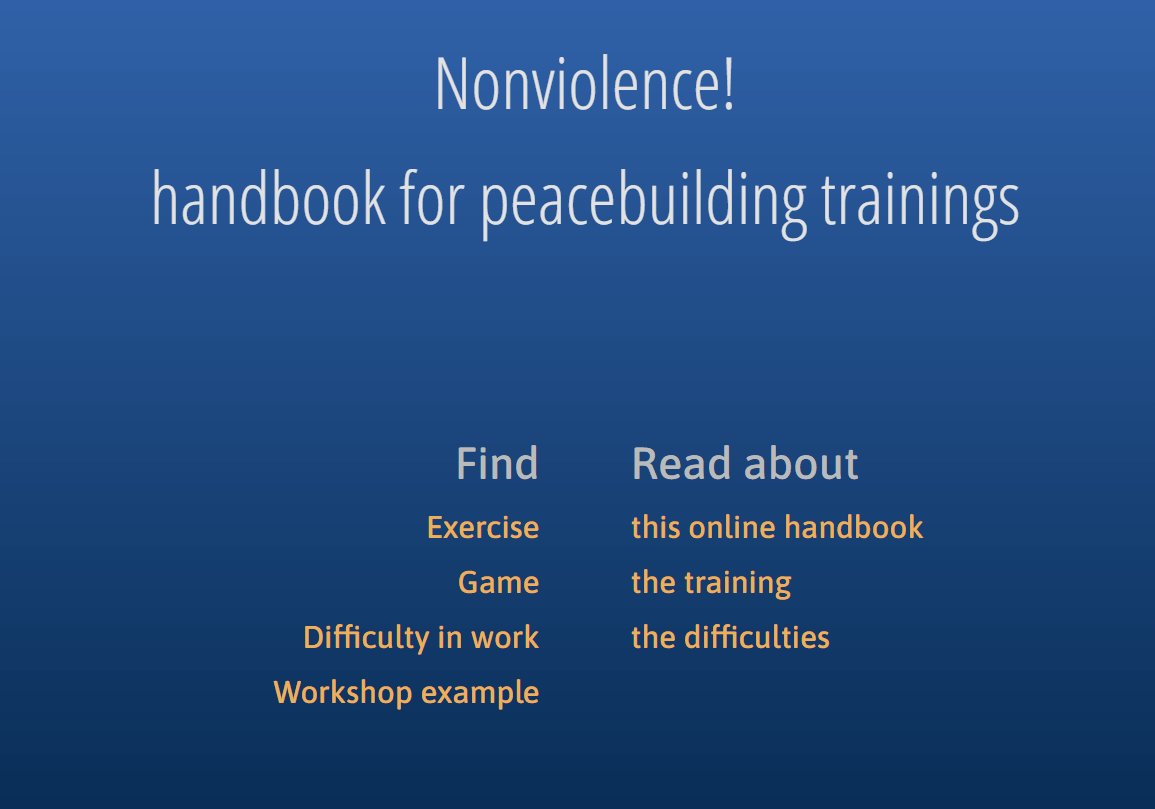 New: online Handbook for peacebuilding trainings